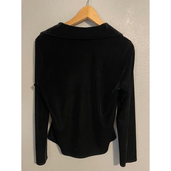 Max Studio Pullover Womens Small Black Velvet Stretch Long Sleeve Top USA Made - Picture 2 of 7